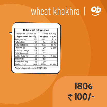 Roasted Wheat Khakhra - Chorafadi 180g